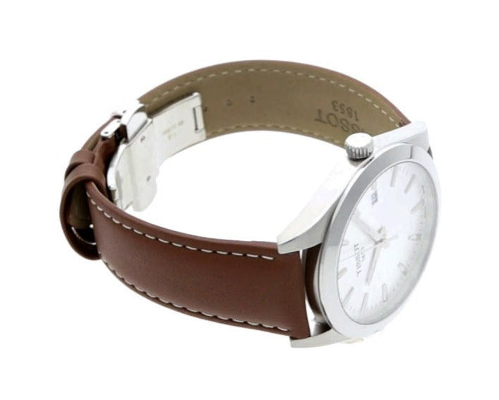  Shop Authentic Tissot Gentleman Silver Dial Brown Leather Strap Watch For Men - T127.410.16.031.00 - Luxxuri