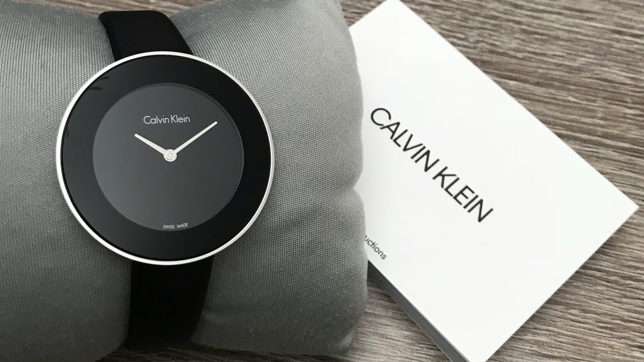 Shop Authentic Calvin Klein Chic Black Dial Black Leather Strap Watch for Women - K7N23CB1 - Luxxuri