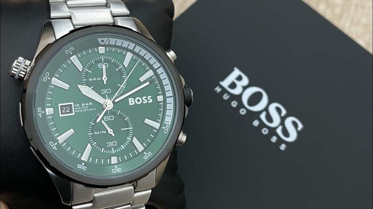  Shop Authentic Hugo Boss Globetrotter Green Dial Silver Steel Strap Watch for Men - 1513930 - Luxxuri