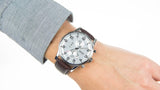  Shop Authentic Hugo Boss Aeroliner Chronoraph White Dial Brown Leather Strap Watch For Men - HB1512447 - Luxxuri