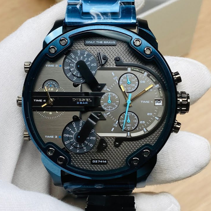  Shop Authentic Diesel Daddy 2.0 Chronograph Quartz Grey Dial Blue Steel Strap Watch For Men - DZ7414 - Luxxuri
