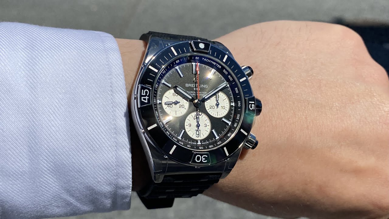  Shop Authentic Breitling Super Chronomat B01 44 Black Dial Black Rubber Strap Watch for Men - AB0136251B1S1 - Luxxuri