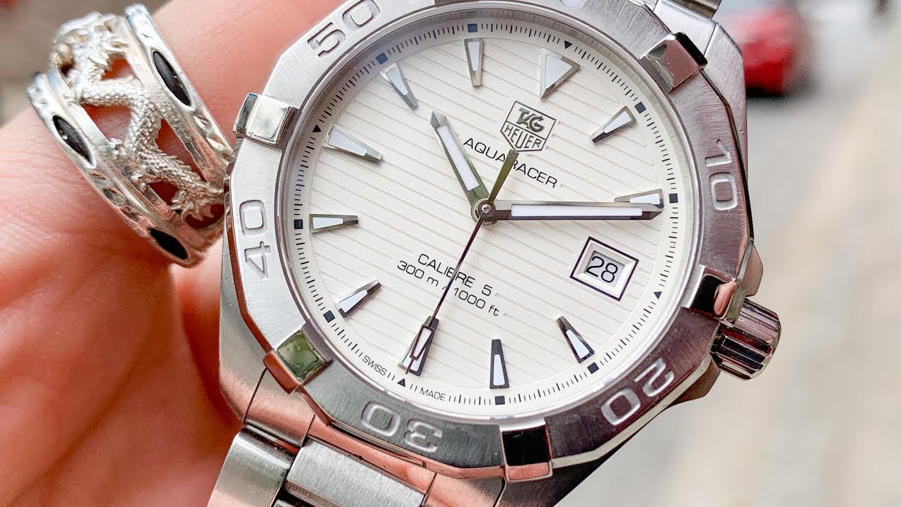 Tag Heuer Aquaracer Automatic White Dial Silver Steel Strap Watch for Men - WAY2111.BA0928