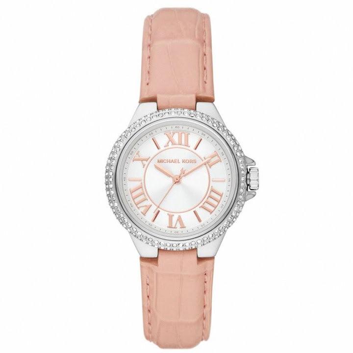  Shop Authentic Michael Kors Camille Three-Hand Crystals White Dial Pink Leather Strap Watch for Women - MK2963 - Luxxuri