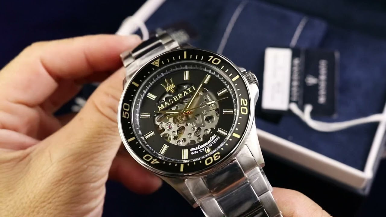  Shop Authentic Maserati SFIDA Automatic Black Dial Silver Steel Strap Watch For Men - R8823140002 - Luxxuri