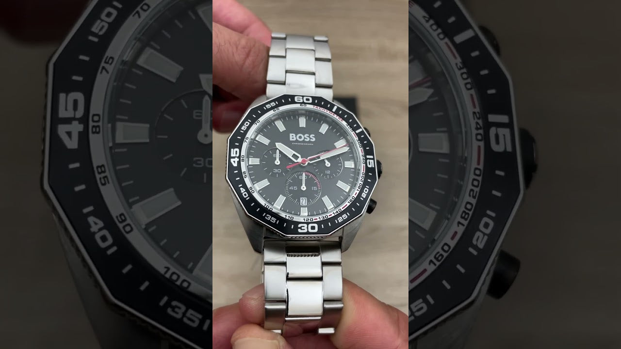  Shop Authentic Hugo Boss Energy Chronograph Black Dial Silver Steel Strap Watch For Men - 1513971 - Luxxuri