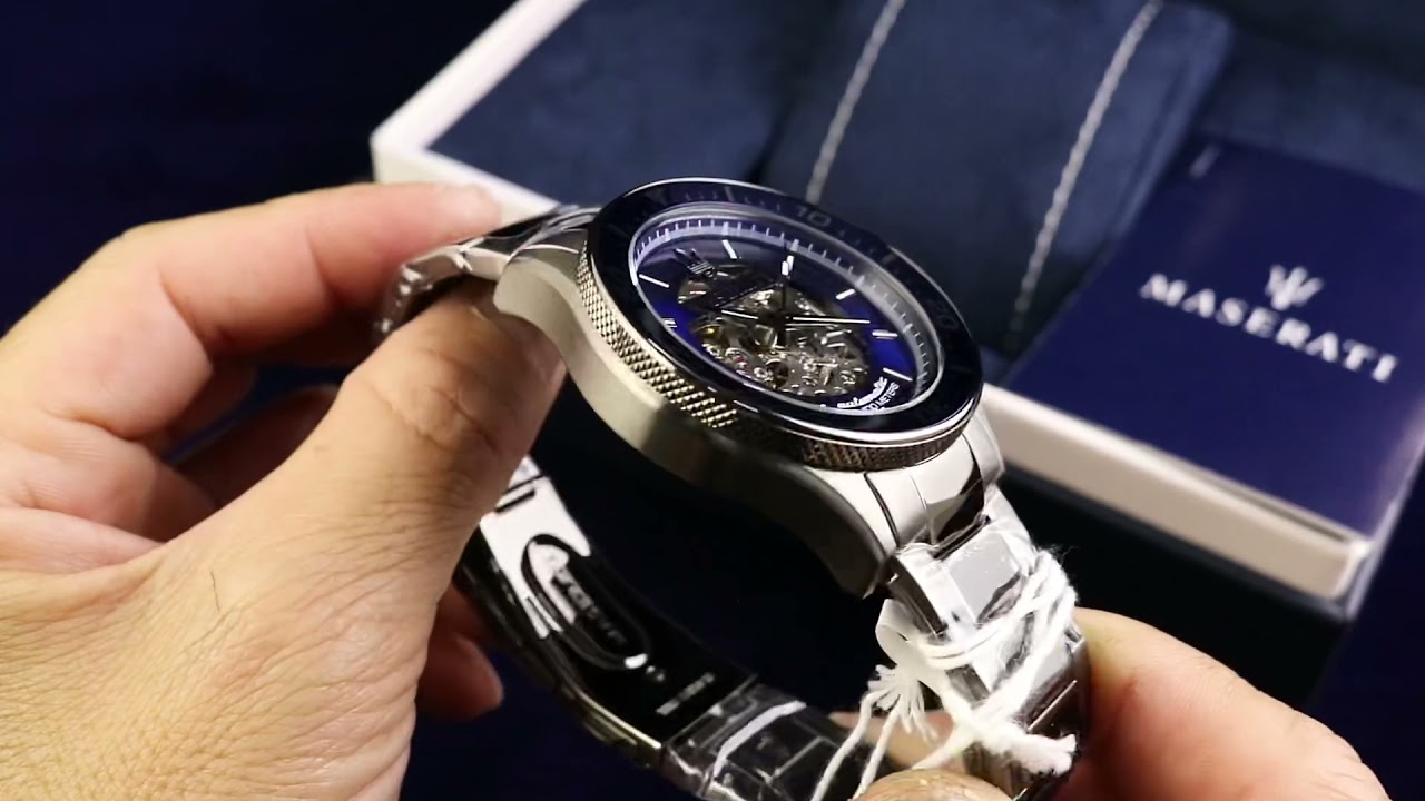  Shop Authentic Maserati SFIDA Automatic Blue Dial Silver Steel Strap Watch For Men - R8823140001 - Luxxuri