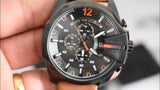  Shop Authentic Diesel Mega Chief Quartz Chronograph Brown Leather Strap Watch For Men - DZ4343 - Luxxuri