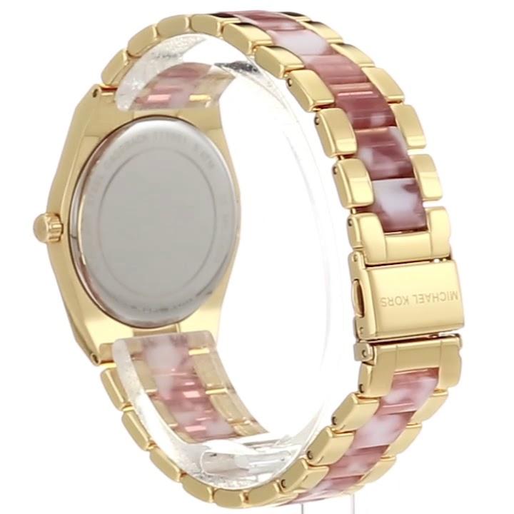  Shop Authentic Michael Kors Channing Quartz Mother of Pearl Pink Dial Two Tone Steel Strap Watch For Women - MK6650 - Luxxuri