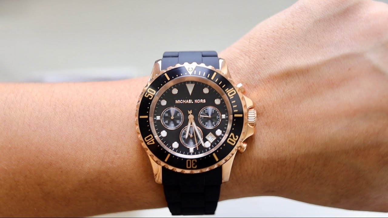  Shop Authentic Michael Kors Everest Chronograph Black Dial Black Silicone Strap Watch For Men - MK9055 - Luxxuri