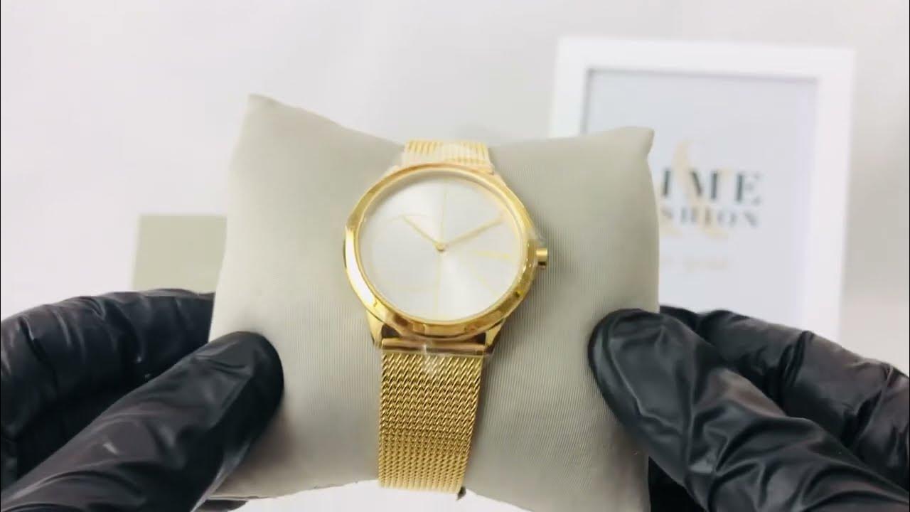  Shop Authentic Calvin Klein Minimal Silver Dial Gold Mesh Bracelet Watch for Women - K3M22526 - Luxxuri