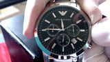  Shop Authentic Emporio Armani Classic Chronograph Black Dial Silver Steel Strap Watch For Men - AR2434 - Luxxuri