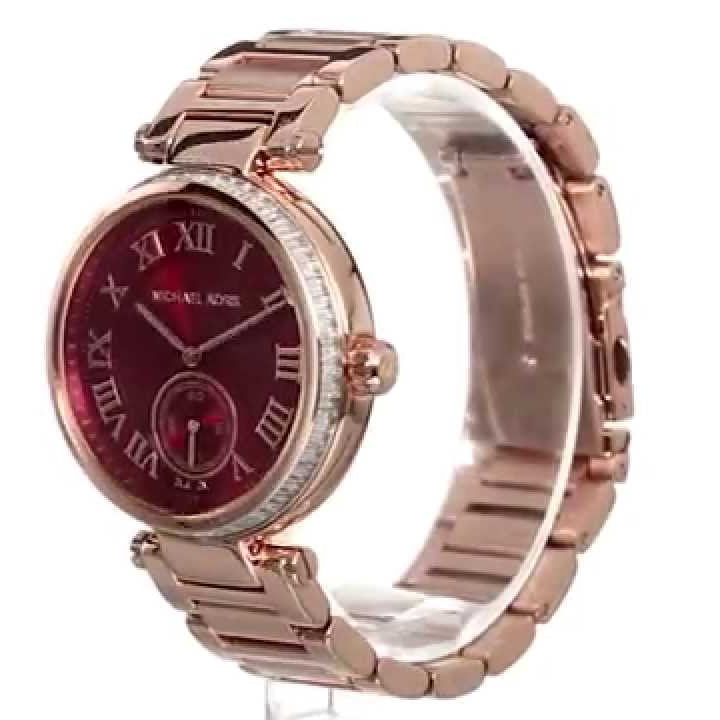  Shop Authentic Michael Kors Skylar Maroon Dial Rose Gold Steel Strap Watch for Women - MK6086 - Luxxuri