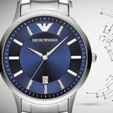  Shop Authentic Emporio Armani Renato Blue Dial Silver Steel Strap Watch For Men - AR2477 - Luxxuri