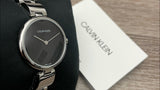  Shop Authentic Calvin Klein Wavy Black Dial Silver Steel Strap Watch for Women - K9U23141 - Luxxuri