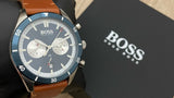  Shop Authentic Hugo Boss Santiago Blue Dial Brown Leather Strap Watch for Men - 1513860 - Luxxuri