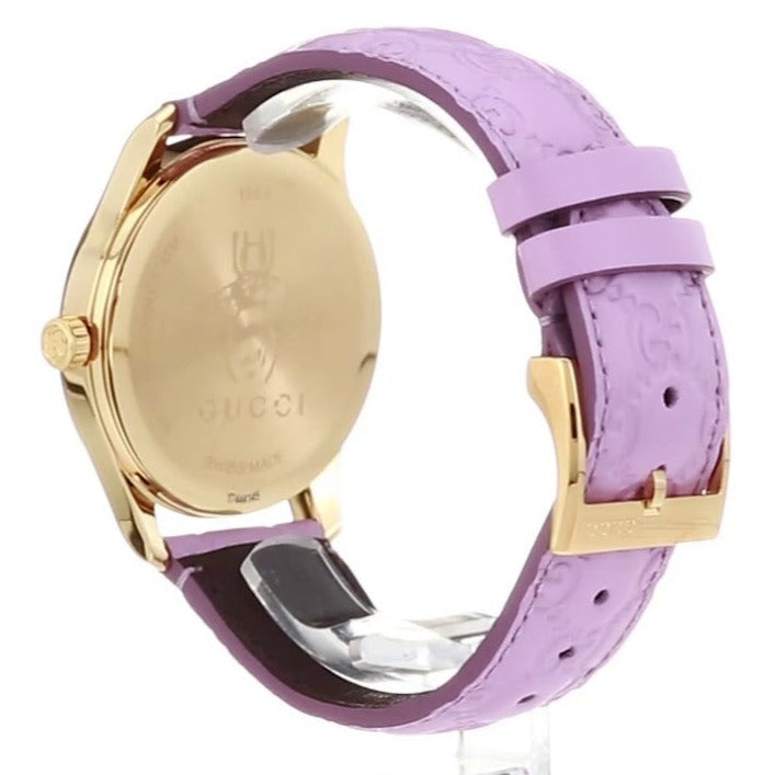  Shop Authentic Gucci G Timeless Quartz Lilac Dial Lilac Leather Strap Watch For Women - YA1264098 - Luxxuri