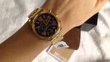  Shop Authentic Michael Kors Lexington Chronograph Blue Dial Gold Steel Strap Watch For Women - MK6206 - Luxxuri