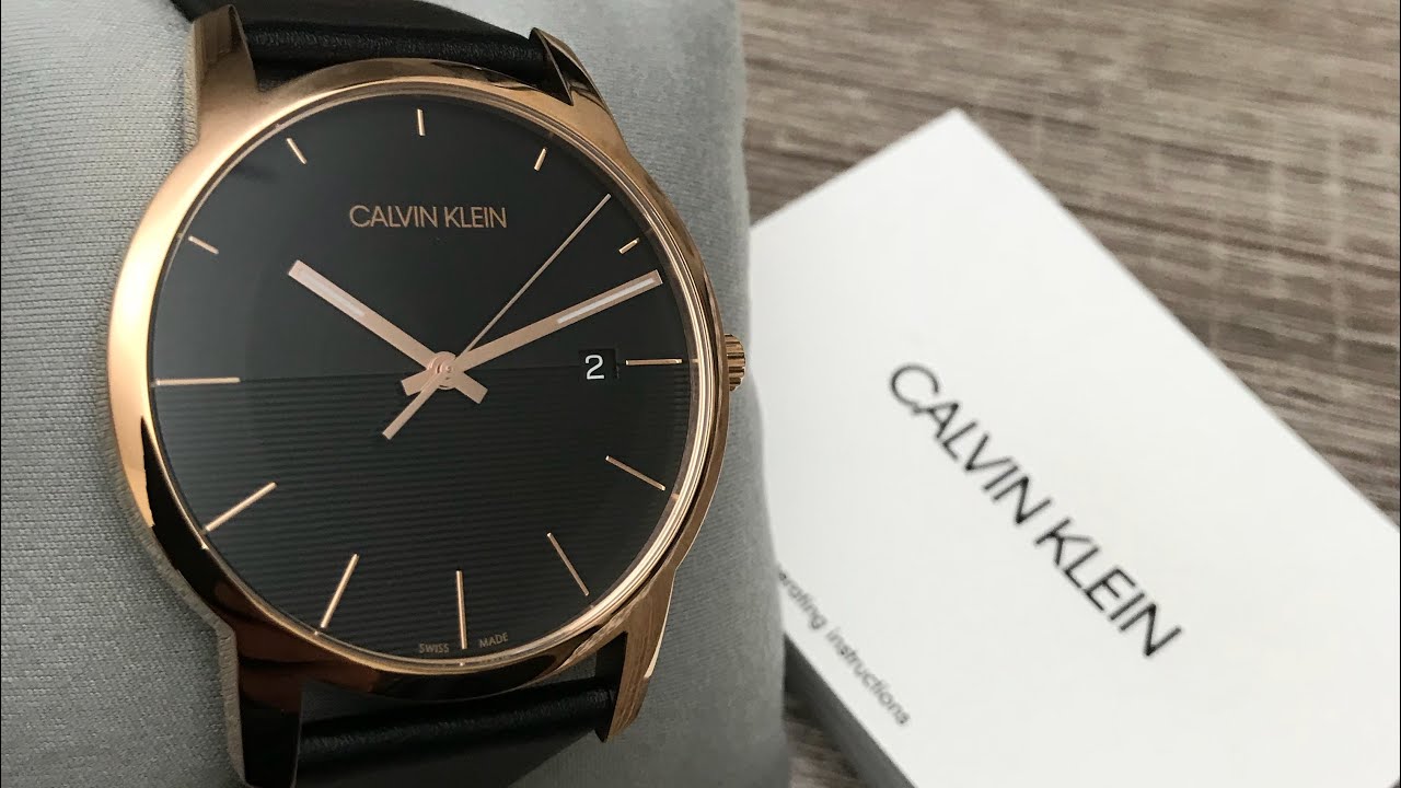  Shop Authentic Calvin Klein City Quartz Black Dial Black Leather Strap Watch for Men - K2G2G6CZ - Luxxuri