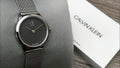  Shop Authentic Calvin Klein Minimal Grey Dial Silver Mesh Bracelet Watch for Women - K3M2312X - Luxxuri