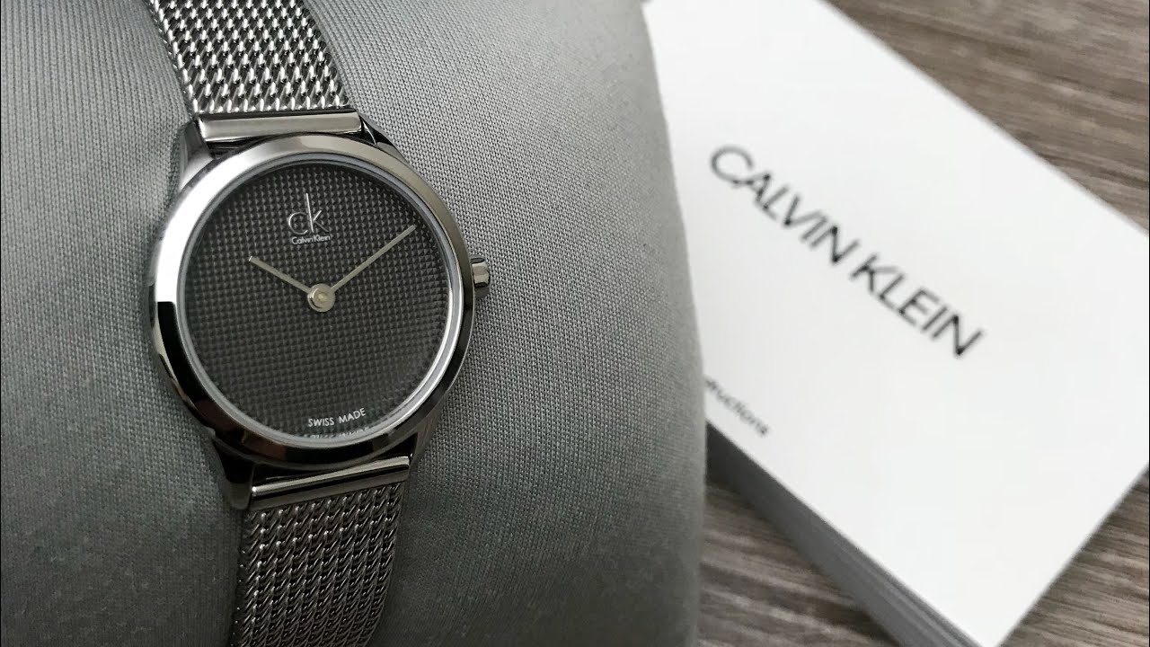  Shop Authentic Calvin Klein Minimal Grey Dial Silver Mesh Bracelet Watch for Women - K3M2312X - Luxxuri