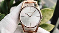  Shop Authentic Calvin Klein Dainty White Dial Rose Gold Steel Strap Watch for Women - K7L23646 - Luxxuri