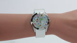  Shop Authentic Guess Wanderlust Crystals Silver Dial White Rubber Strap Watch for Women - W1059L1 - Luxxuri