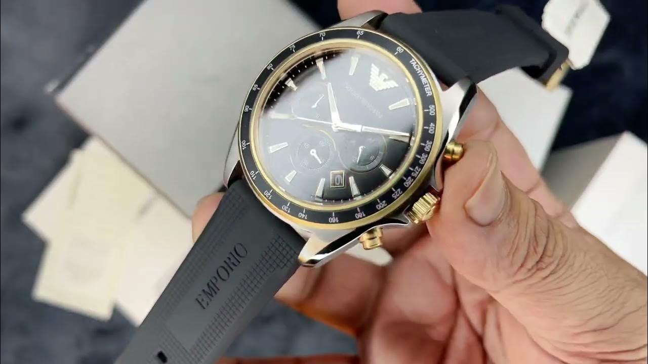  Shop Authentic Emporio Armani Sigma Chronograph lack Dial Black Rubber Strap Watch For Men - AR80003 - Luxxuri