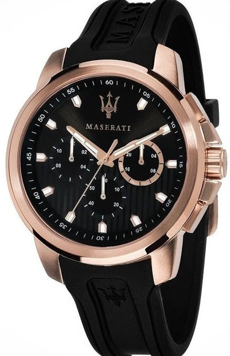  Shop Authentic Maserati SFIDA Chronograph Black Dial Black Rubber Strap Watch For Men - R851123008 - Luxxuri