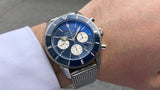  Shop Authentic Breitling Superocean Heritage B01 Chronograph 44 Blue Dial Silver Mesh Bracelet Watch for Men - AB0162161C1A1 - Luxxuri