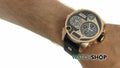  Shop Authentic Diesel Big Daddy Gold & Black Dial Black Leather Strap Watch For Men - DZ7261 - Luxxuri