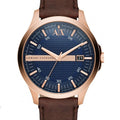  Shop Authentic Armani Exchange Hampton Chronograph Blue Dial Brown Leather Strap Watch For Men - AX2172 - Luxxuri