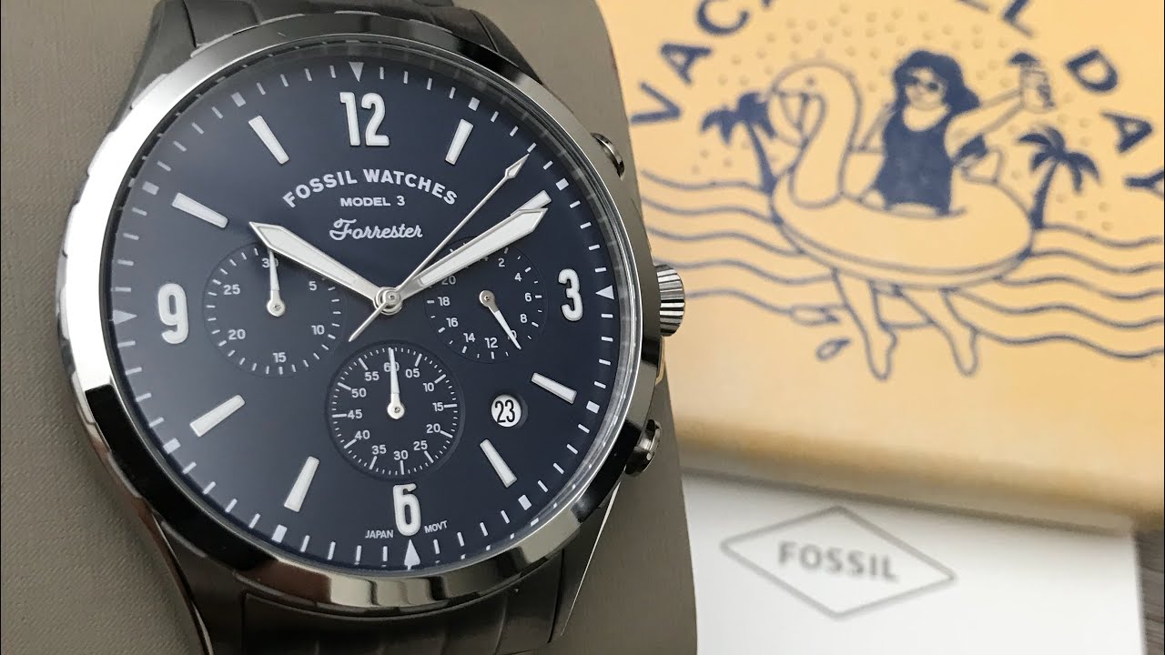  Shop Authentic Fossil Forrester Chronograph Black Dial Grey Steel Strap Watch for Men - FS5606 - Luxxuri