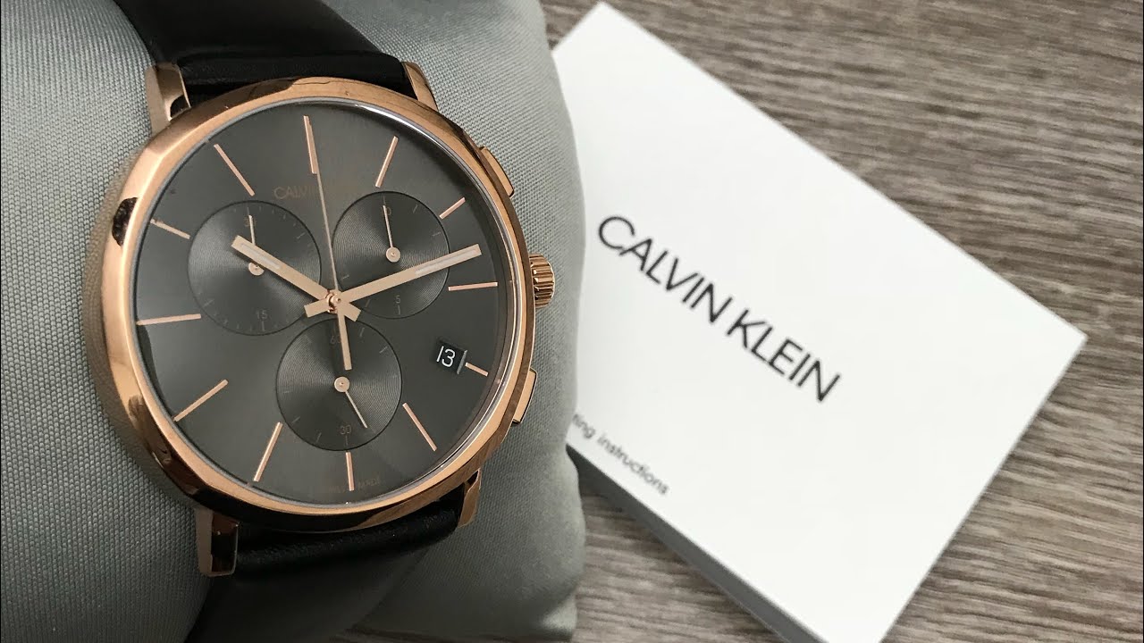  Shop Authentic Calvin Klein Posh Grey Dial Black Leather Strap Watch for Men - K8Q376C3 - Luxxuri