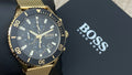  Shop Authentic Hugo Boss Admiral Chronograph Black Dial Gold Mesh Bracelet Watch for Men - 1513906 - Luxxuri