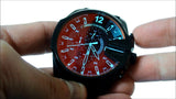  Shop Authentic Diesel Mega Chief Black Dial Black Leather Strap Watch For Men - DZ4323 - Luxxuri