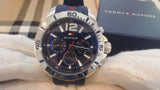  Shop Authentic Tommy Hilfiger Nolan Chronograph Blue Dial Blue Rubber Strap Watch for Men - 1791142 - Luxxuri