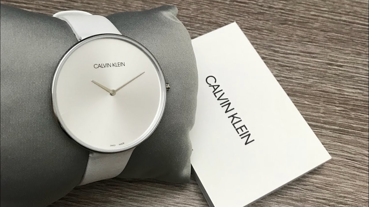  Shop Authentic Calvin Klein Full Moon White Dial White Leather Strap Watch for Women - K8Y231L6 - Luxxuri