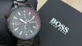  Shop Authentic Hugo Boss Globetrotter Black Dial Black Steel Strap Watch for Men - 1513825 - Luxxuri