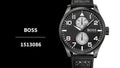  Shop Authentic Hugo Boss Aeroliner Chronograph Black Dial Black Leather Strap Watch For Men - 1513086 - Luxxuri