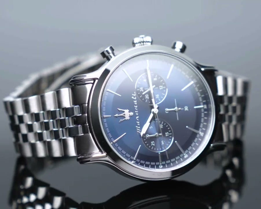  Shop Authentic Maserati Epoca Chronograph Blue Dial Silver Steel Strap Watch For Men - R8873618024 - Luxxuri