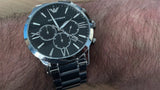  Shop Authentic Emporio Armani Giovanni Chronograph Black Dial Silver Steel Strap Watch For Men - AR11208 - Luxxuri