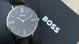 Shop Authentic Hugo Boss Jackson Black Dial Black Leather Strap Watch for Men - 1513369 - Luxxuri
