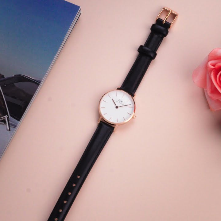 Shop Authentic Daniel Wellington Classic Petite Sheffield White Dial Black Leather Strap Watch For Women - DW00100230 - Luxxuri