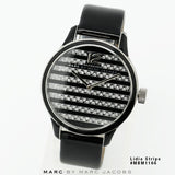 Shop Authentic Marc Jacobs Lidia Stripe Glitz Black Dial Black Leather Strap Watch for Women - MBM1166 - Luxxuri