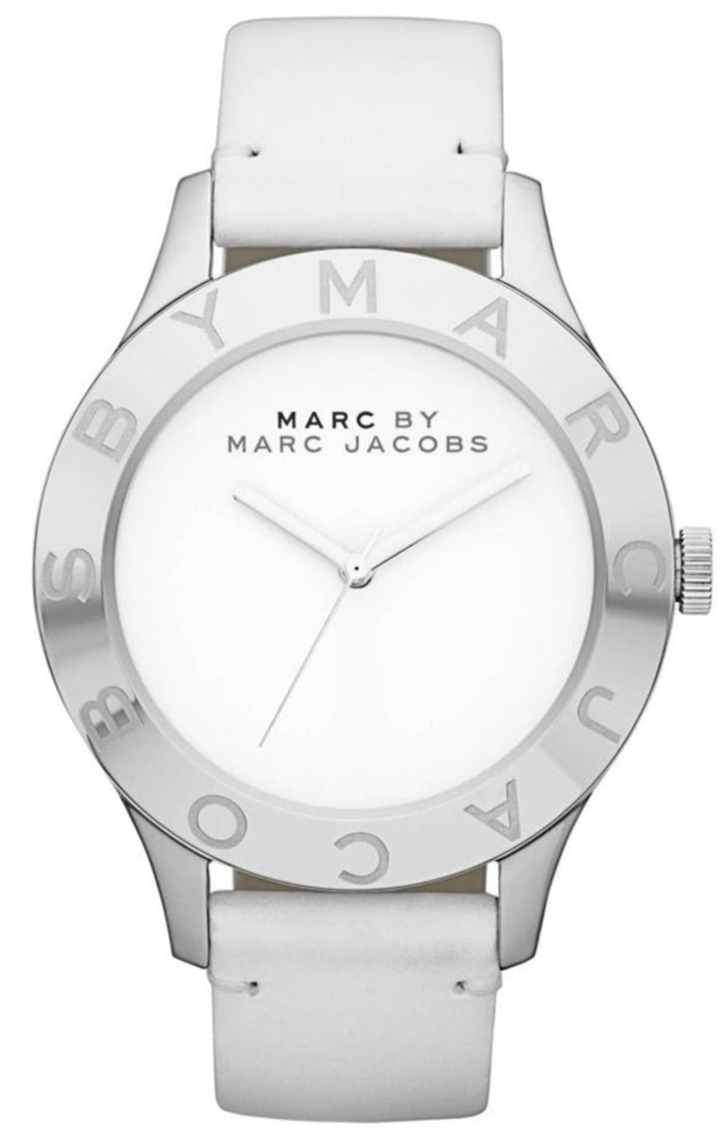  Shop Authentic Marc Jacobs Blade White Dial White Leather Strap Watch for Women - MBM1200 - Luxxuri