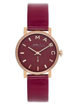  Shop Authentic Marc Jacobs Baker Maroon Dial Maroon Leather Strap Watch for Women - MBM1267 - Luxxuri