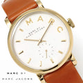 Marc Jacobs Baker White Dial Brown Leather Strap Watch for Womern - MBM1316