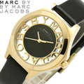 Marc Jacobs Henry Skeleton Black Dial Black Leather Strap Watch for Women - MBM1340