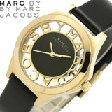  Shop Authentic Marc Jacobs Henry Skeleton Black Dial Black Leather Strap Watch for Women - MBM1340 - Luxxuri
